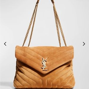 YSL suede tan medium handbag